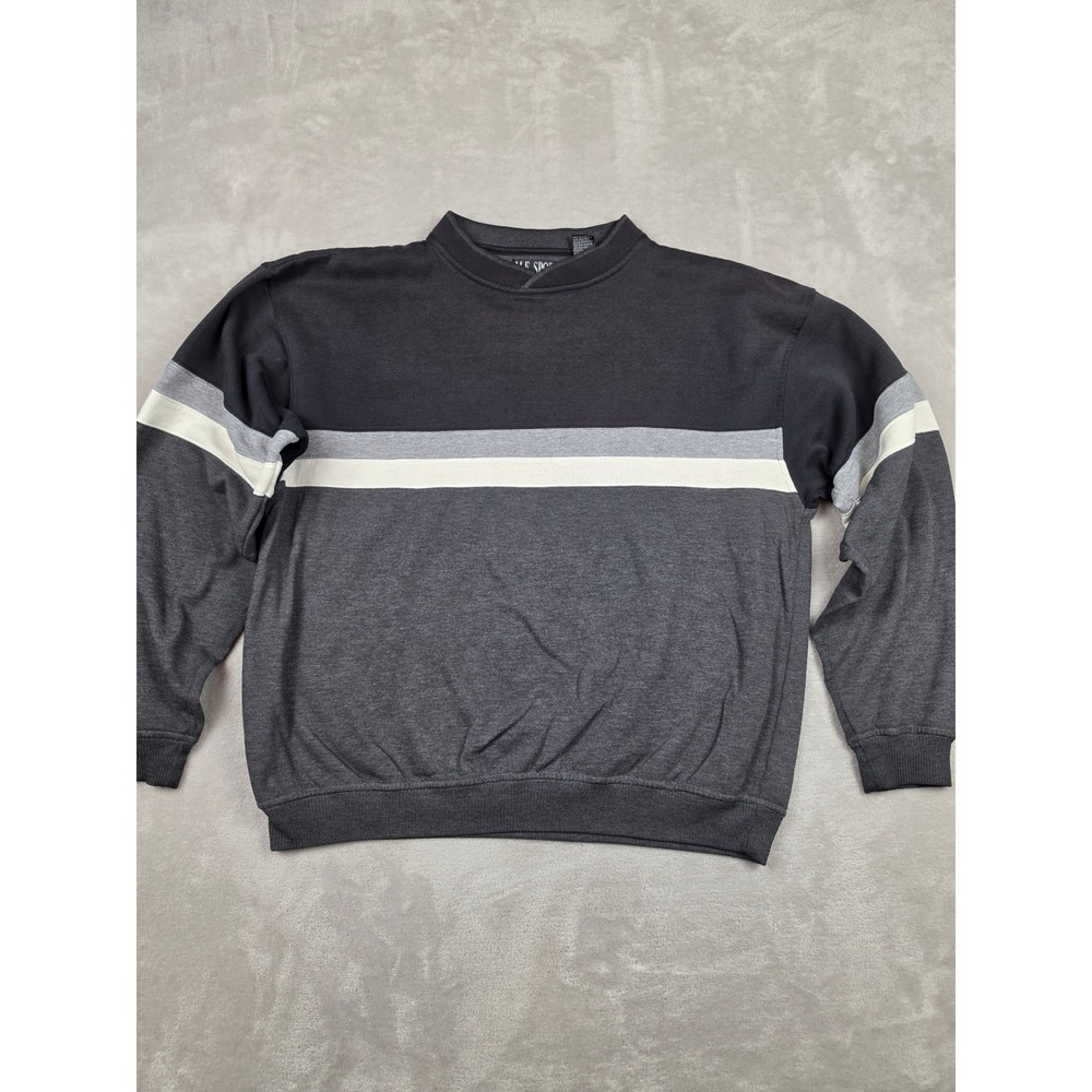 Vintage M.E. Sport Sweatshirt Mens L Gray Colorblock Crewneck Pullover